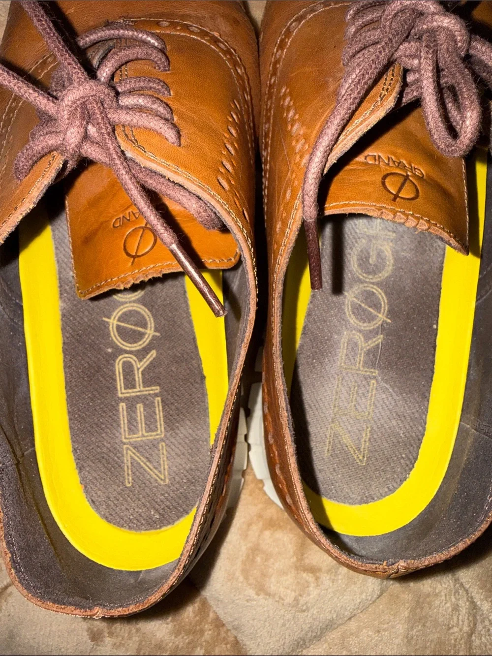 Cole Haan Zerogrand British Tan/Ivory Leather Remastered Wingtip Derby